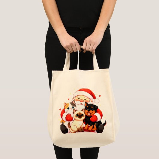 Tote Bag Pawsitively Huggable: Santa’s Snuggle Squad (Devant (produit))