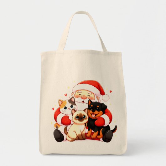 Tote Bag Pawsitively Huggable: Santa’s Snuggle Squad (Devant)