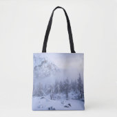 Tote Bag Pays merveilleux d'hiver, brouillard, forêt d'épin (Devant)
