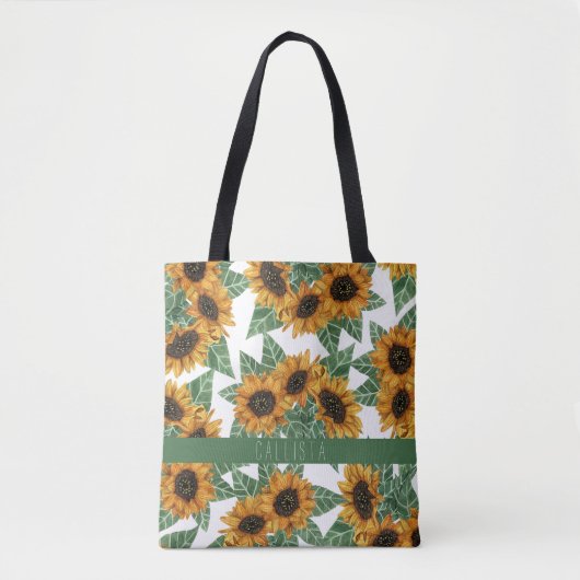 Tote Bag Pays Mignons Fleurs de soleil jaunes Aquarelle Mon (Devant)