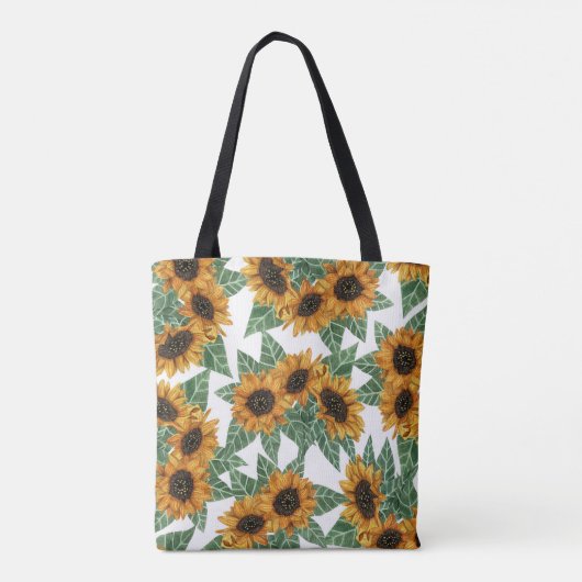 Tote Bag Pays Mignons Fleurs de soleil jaunes Aquarelle Mon (Dos)