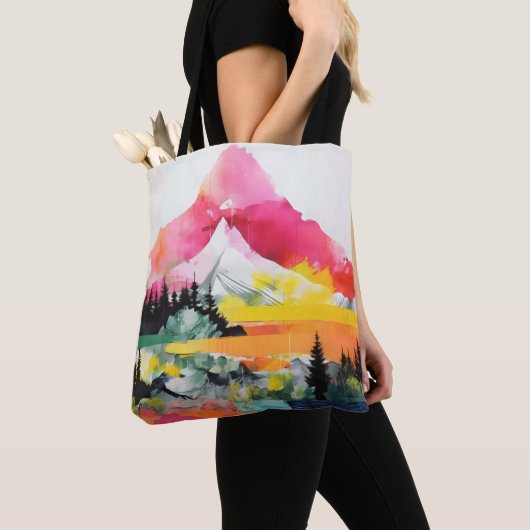 Tote Bag Paysage Abstrait Collage coloré (De près)