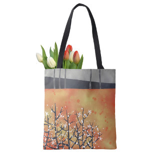 Tote Bag Paysage Abstrait Orange Art
