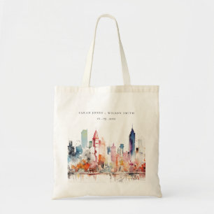 Tote Bag Paysage aquarelle de mariage à Chicago Illinois