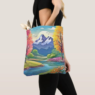 Tote Bag Paysage Artistique de Rivière de Montagne