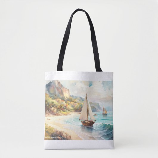 Tote Bag Paysage avec mer et voiliers (Devant)