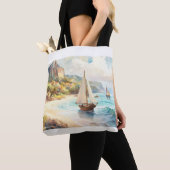 Tote Bag Paysage avec mer et voiliers (De près)
