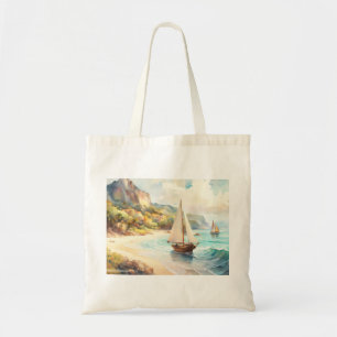 Tote Bag Paysage avec mer et voiliers
