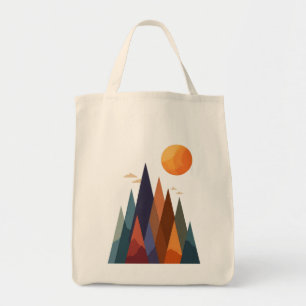 Tote Bag Paysage avec montagnes et soleil