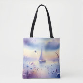 Tote Bag Paysage côtier de voilier pastel (Devant)