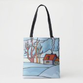 Tote Bag Paysage de maison d'hiver (Devant)