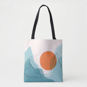 Tote Bag Paysage de montagne Abstrait, paysage plat ba