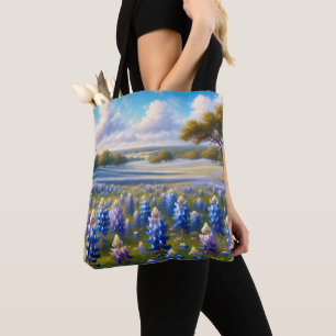 Tote Bag Paysage de prairie aux bleuets du Texas