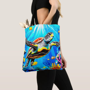 Tote Bag Paysage de rêve de tortue marine vibrant