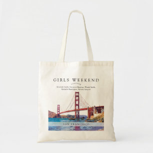 Tote Bag Paysage de San Francisco à l'aquarelle pour week-e