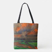 Tote Bag Paysage Des Marais Sous Les Nuages Rouges | Emil N (Dos)