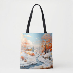 Tote Bag Paysage d'hiver Concept Paysage coloré Abstrait