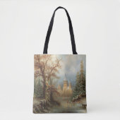 Tote Bag Paysage d'hiver romantique avec patineurs de glace (Devant)