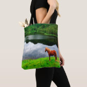 Tote Bag Paysage du lac d'équitation vert d'été (De près)