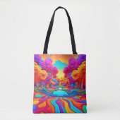 Tote Bag Paysage Fantastique Coloré (Devant)