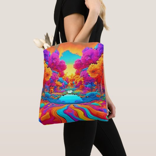 Tote Bag Paysage Fantastique Coloré (De près)