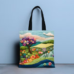 Tote Bag Paysage floral moderne et tendance<br><div class="desc">Le Sac fourre-tout Floral Felted Moderne à la mode présente un effet fantaisiste moderne élégant,  avec des fleurs colorées et des paysages de campagne colorés. Parfait pour l'anniversaire,  la fête des mères,  les cadeaux de Noël,  les célébrations et plus encore. Créé par Evco Studio www.zazzle.com/store/evcostudio</div>