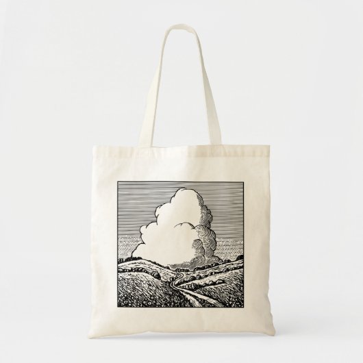 Tote Bag Paysage imaginaire avec nuage (Devant)