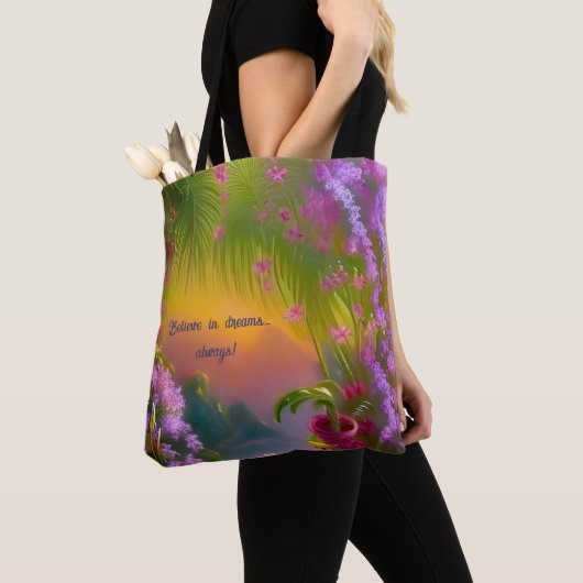 Tote Bag Paysage Imaginaire, tropical et rêveur - (De près)