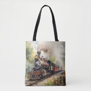 Tote Bag Paysage pittoresque avec un train victorien