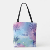 Tote Bag Paysage pourpre d'Hawaï d'aquarelle (Dos)