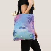 Tote Bag Paysage pourpre d'Hawaï d'aquarelle (De près)
