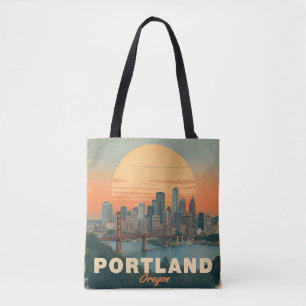 Tote Bag Paysage rétro de Portland Oregon Voyage vintage