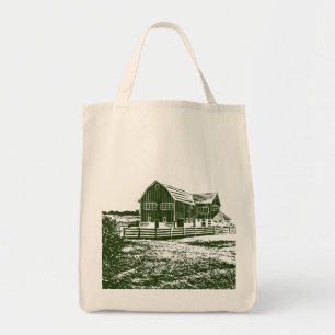 Tote Bag Paysage rural maison de ferme de style coupe