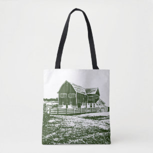 Tote Bag Paysage rural maison de ferme de style coupe