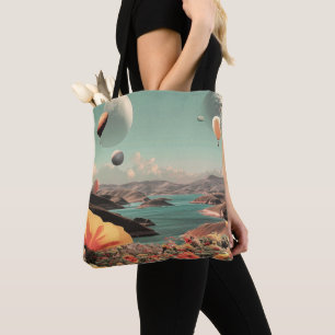 Tote Bag Paysage surréaliste avec ballons aérostatiques et