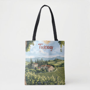 Tote Bag Paysage toscan avec vignobles et un vélo