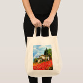 Tote Bag PAYSAGE TOSCANE Champs de fleurs rouges (Devant (produit))