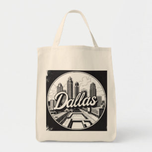 Tote Bag Paysage urbain en noir et blanc de Dallas Texas