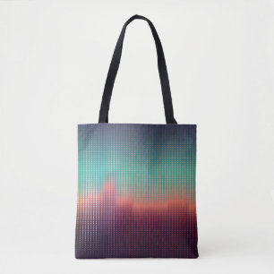 Tote Bag Paysage urbain numérique, carrés colorés.