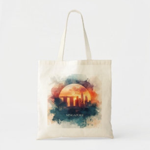 Tote Bag Paysage urbain rétro de la ville de Singapour