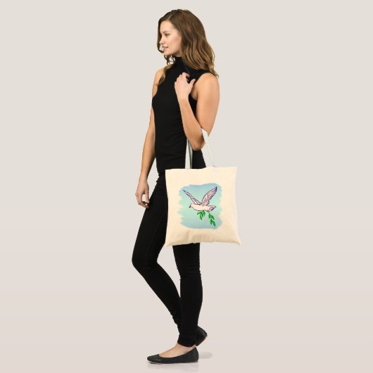 Tote Bag Peace Dove with Olive Branch Beach Fourre-tout (Devant (modèle))