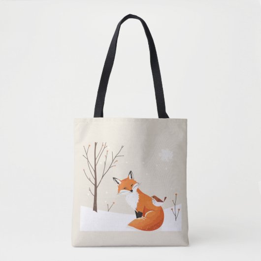 Tote Bag Peace Earth Minimalist Fox Bird Animal (Devant)