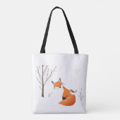 Tote Bag Peace Earth Minimalist Fox Bird Animal (Dos)