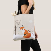 Tote Bag Peace Earth Minimalist Fox Bird Animal (De près)