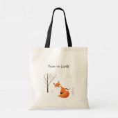 Tote Bag Peace Earth Minimalist Fox Bird Animal (Dos)