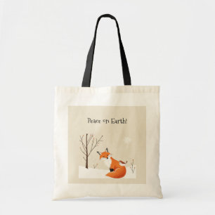 Tote Bag Peace Earth Minimalist Fox Bird Animal