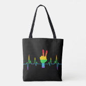Tote Bag Peace Gay Hearbeat LGBT (Dos)