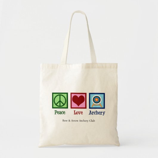 Tote Bag Peace Love Archery Cute Personnalisable (Devant)