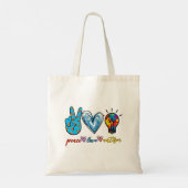 Tote Bag Peace Love Autism Puzzle Ribbon Autism Awareness P (Dos)