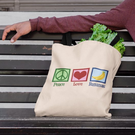 Tote Bag Peace Love Bananas